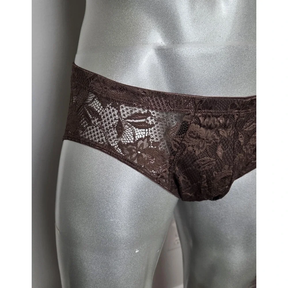 Cosabella luxurious stretch lace Briefs Brown Floral Mid Rise New